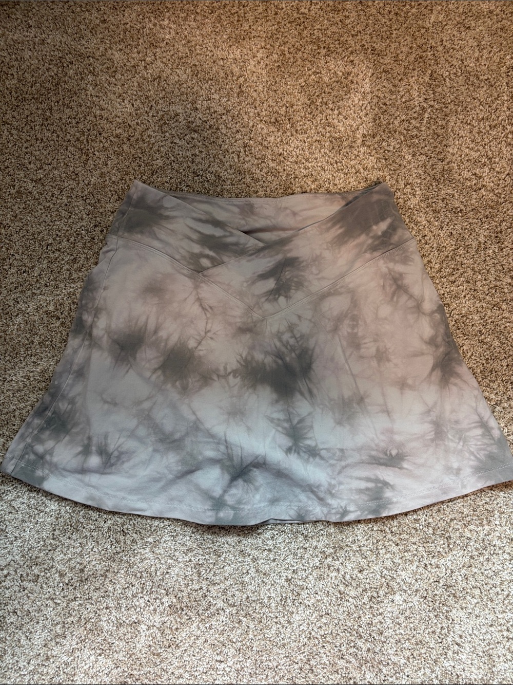 Tie-Dye Gray A-Line Skirt with shorts - Pink Band